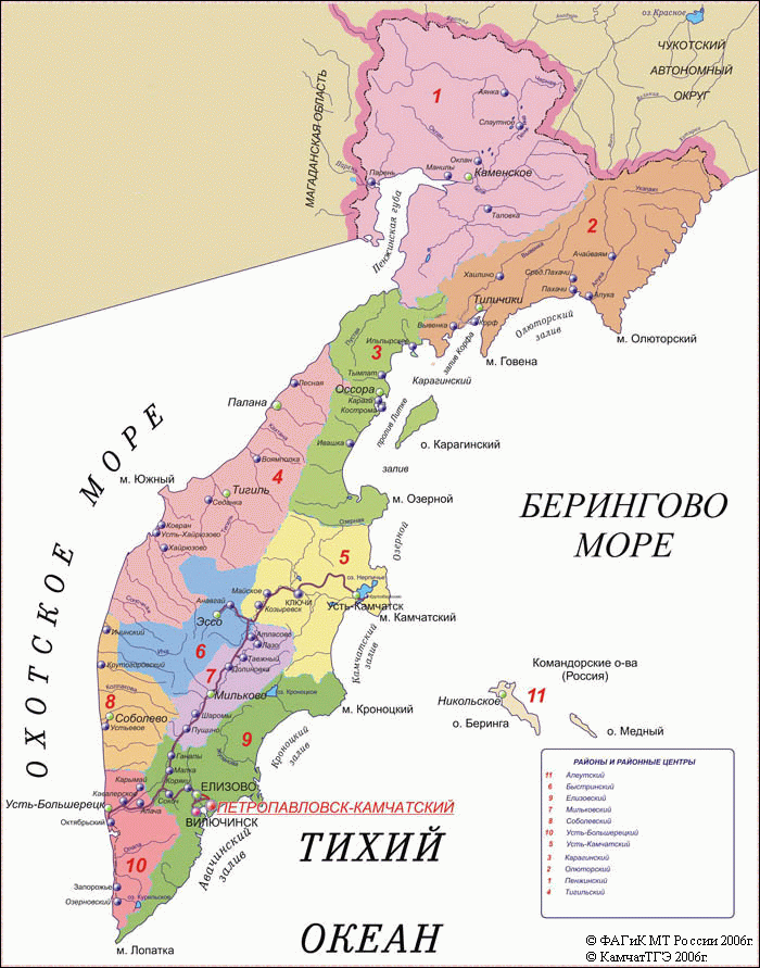 Карта камчатского края подробная