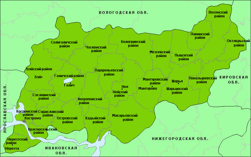 Карта россии город кострома