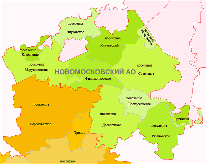 Карта троицкого административного округа