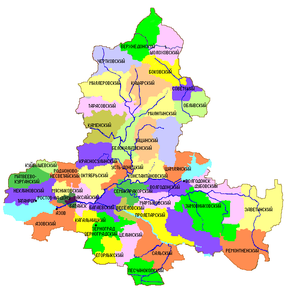 Ростовская область на карте с районами большой карта