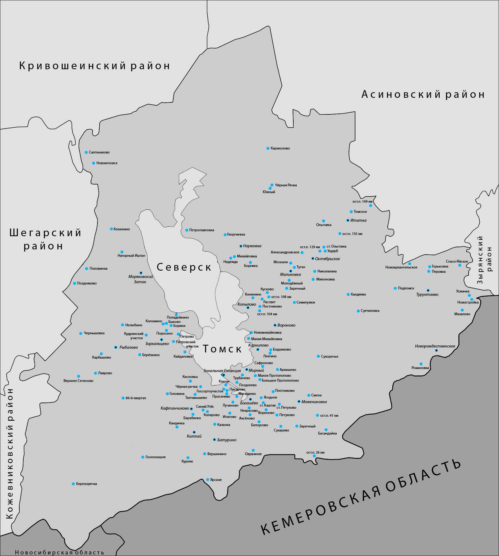 Карта томской области подробная карта с населенными